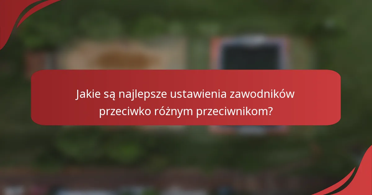 Jakie są najlepsze ustawienia zawodników przeciwko różnym przeciwnikom?